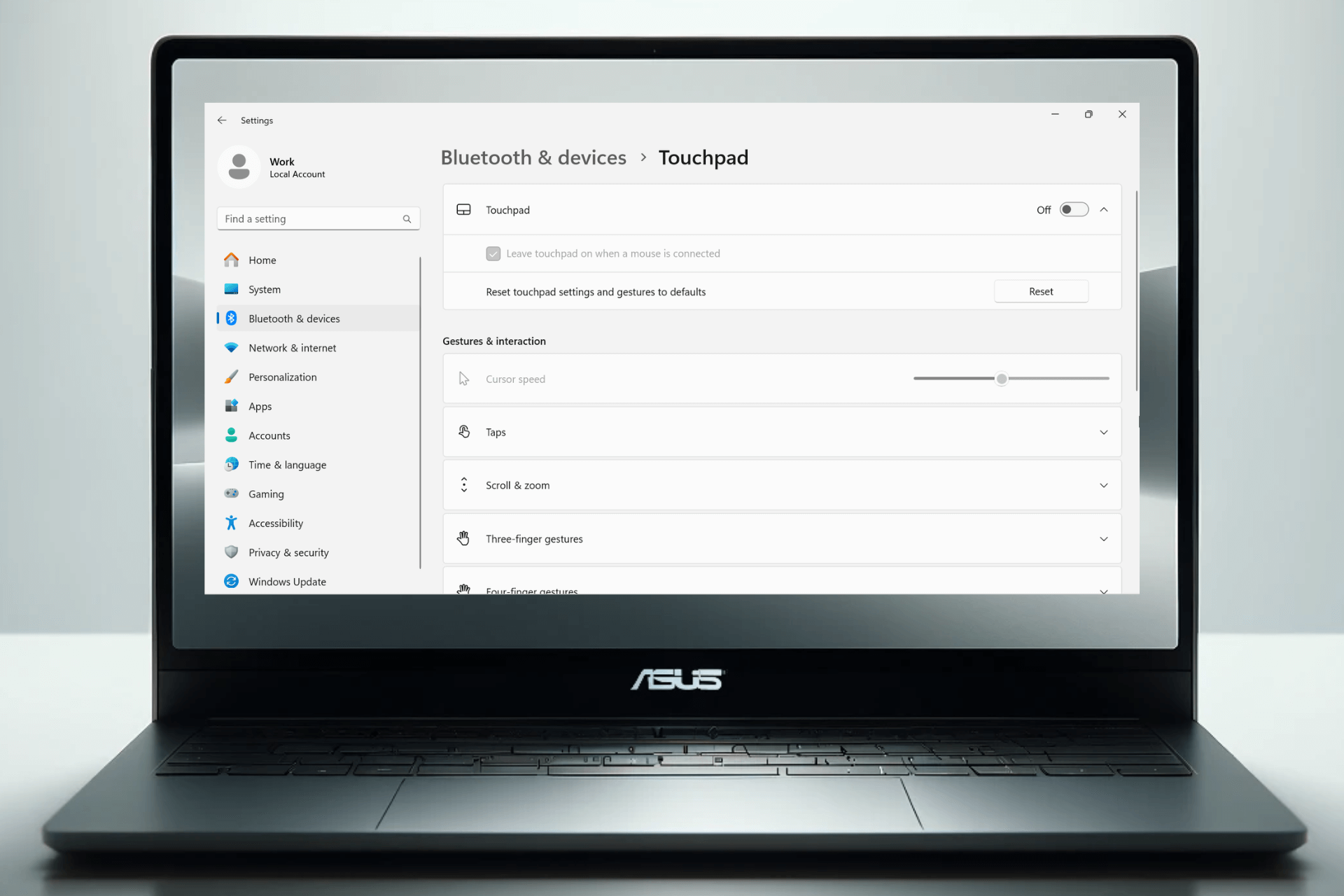 how to disable touchpad asus