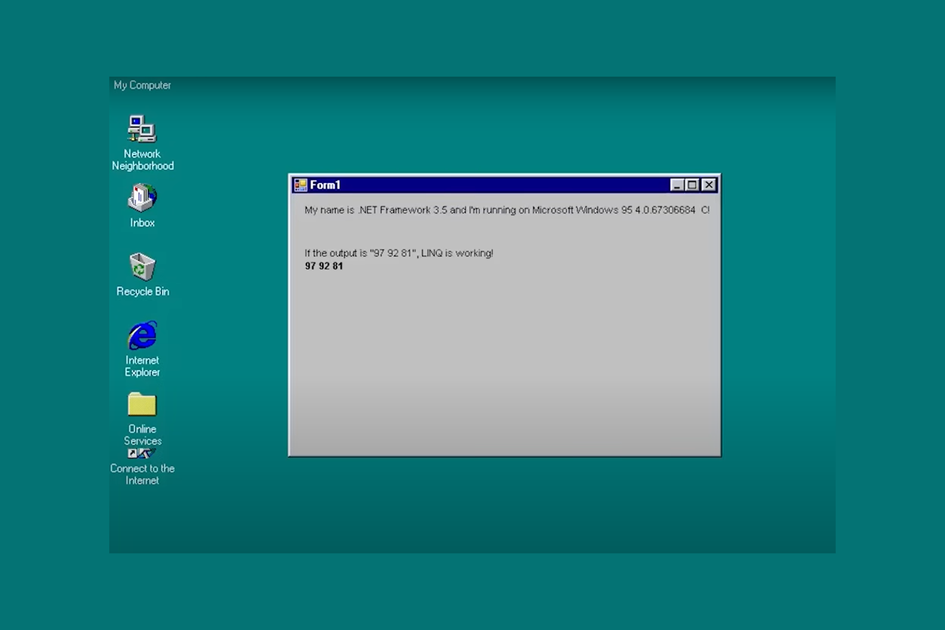 .NET Framework install on Windows 95